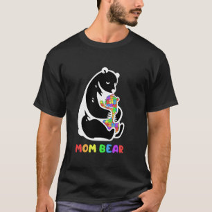 Mum Bear Autism Awareness Mama Puzzle Piece Family T-Shirt