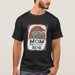 Mum Bear Leopard Christmas Rainbow Pajama Matching T-Shirt