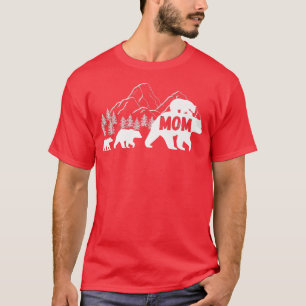 Mum Bear with Cubs Vintage Sunset - Retro Family o T-Shirt