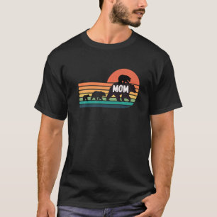 Mum Bear With Cubs Vintage Sunset Retro Family Of T-Shirt