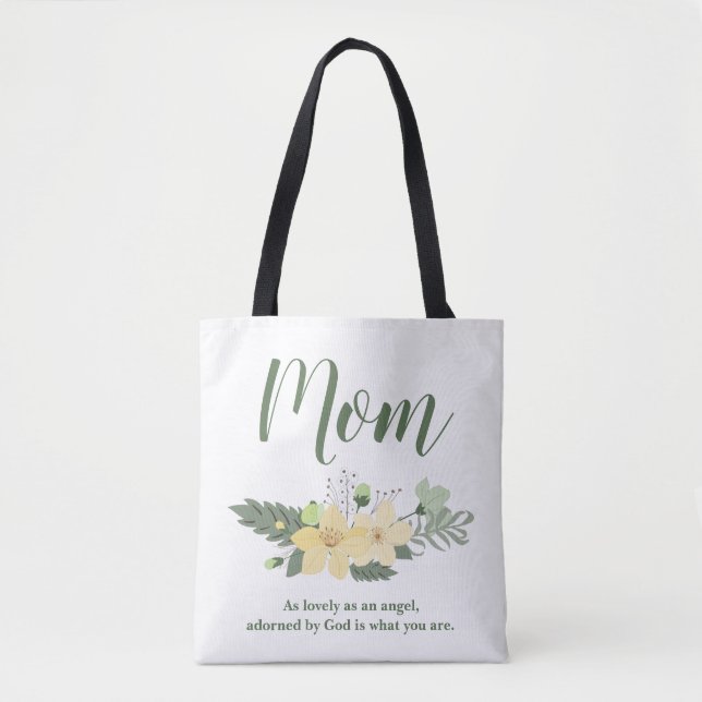 Mum Beauty Floral Quote Tote Bag (Front)