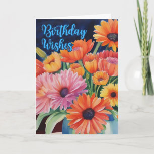Mum Birthday Blooms Rise Up Watercolor Card