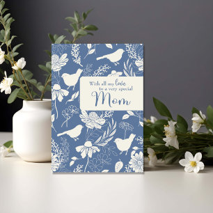Mum Birthday Blue Birds and Blossoms Card