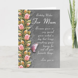 mum birthday card - birthday card with roses and b