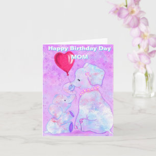Mum Birthday Card Cute Elephant Baby with Mum