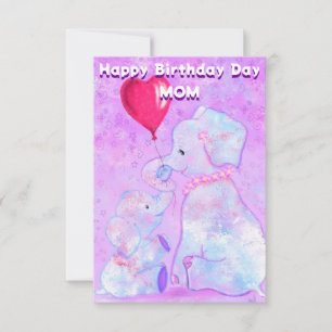 Mum Birthday Card Elephant Mother and Baby