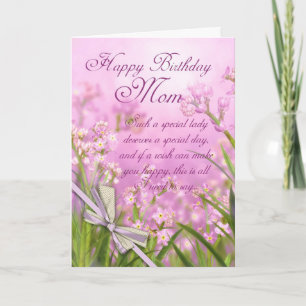 Mum Birthday Card - Pink Feminine Floral With Vers