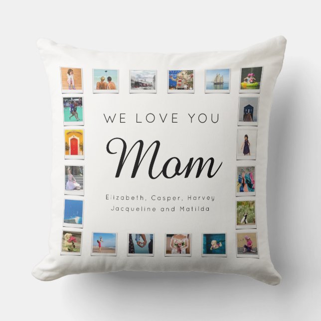 Mum Birthday Chic Modern Photo Collage White Cushion (Front)