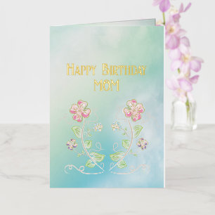 Mum Birthday, Floral, Beautiful, Love, Modern Foil Greeting Card