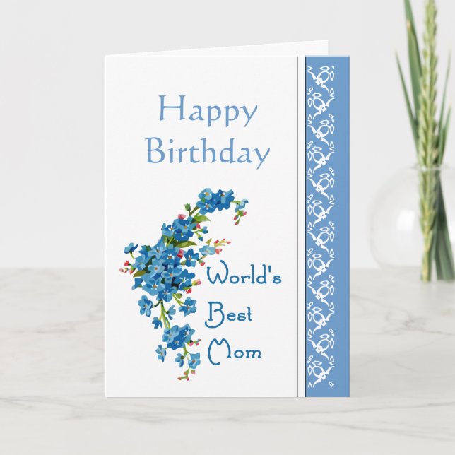 Mum Birthday Poem & Forget-Me-Not Flowers Card (Front)