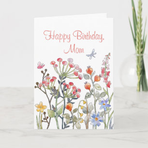 Mum Birthday Spring Flower Berries Leave Flora  Card