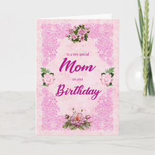 Mum Birthday with Pink Roses Card