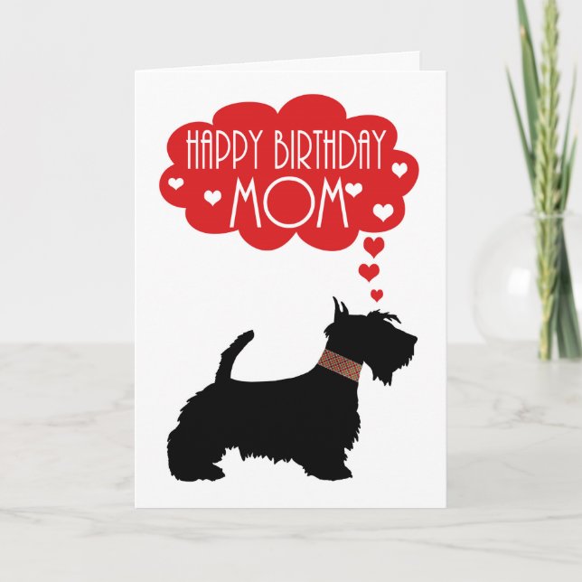 Mum Birthday With Silhouette Scottish Terrier Card (Front)