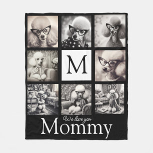 Mum Black and White 8 Photo Collage Fleece Blanket