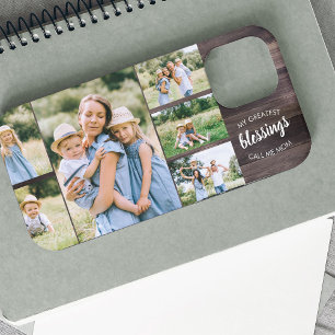 Mum Blessings Quote 6 Photo Collage Rustic Wood iPhone 12 Pro Max Case