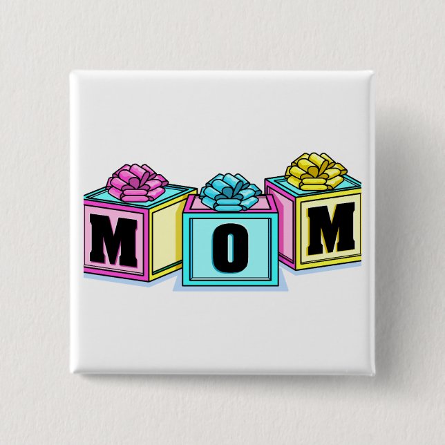 Mum (Blocks) 15 Cm Square Badge (Front)