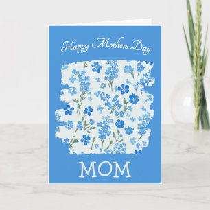Mum Blue Forget Me Nots Mothers Day Greeting Holiday Card