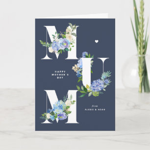 MUM Blue Hydrangeas Floral Happy Mother's Day Card