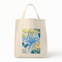 Mum Blue Yellow Floral Tote Bag