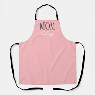 Mum Blush Pink Black White Script Chef Apron