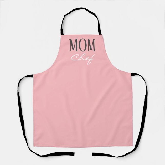 Mum Blush Pink Black White Script Chef Apron (Front)