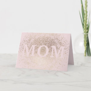 Mum Blush Pink Floral Gold Elegant Mothers Day Card
