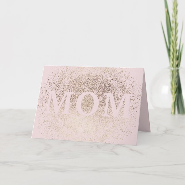 Mum Blush Pink Floral Gold Elegant Mothers Day Card (Front)