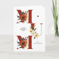 MUM Boho Flowers Red Happy Mother's Day
