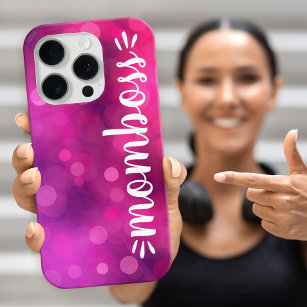 Mum Boss Babe Fun Script Typography Bold Hot Pink iPhone 15 Pro Case