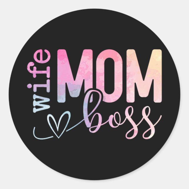 Mum Boss Funny Mothers Day  Classic Round Sticker (Front)