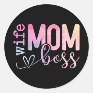 Mum Boss Funny Mothers Day  Classic Round Sticker