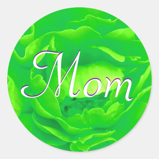Mum Bright Green Rose Sticker (Front)