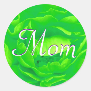 Mum Bright Green Rose Sticker