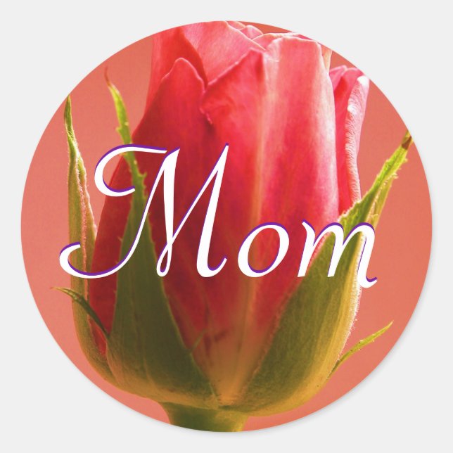 Mum Bright Pink Rose Sticker (Front)