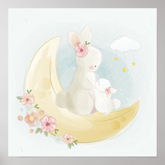 Mum bunny with a baby  poster (Front)