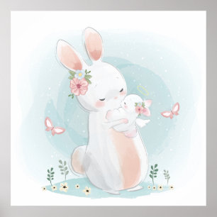 Mum bunny with a baby poster