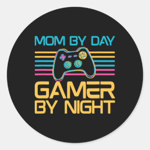 Mum By Day Gamer By Night Video Games Lover Gamer Classic Round Sticker