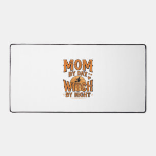 Mum By Day Witch By Night Halloween Shirt Design_1 Desk Mat