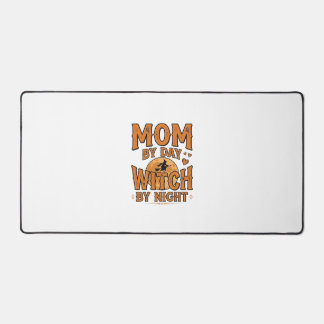 Mum By Day Witch By Night Halloween Shirt Design_1 Desk Mat