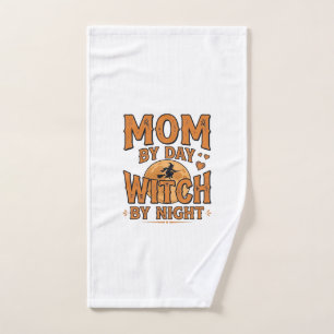 Mum By Day Witch By Night Halloween Shirt Design_1 Hand Towel