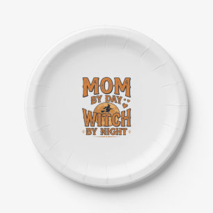 Mum By Day Witch By Night Halloween Shirt Design_1 Paper Plate