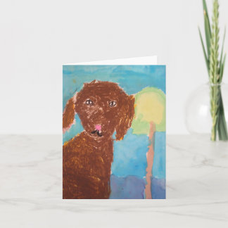 "Mum, can we get a dog? (Watercolor & Oil Pastels) Card