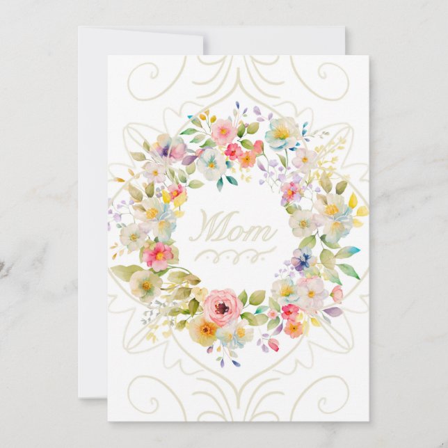 Mum Card - Beautiful floral wreaths card (Front)