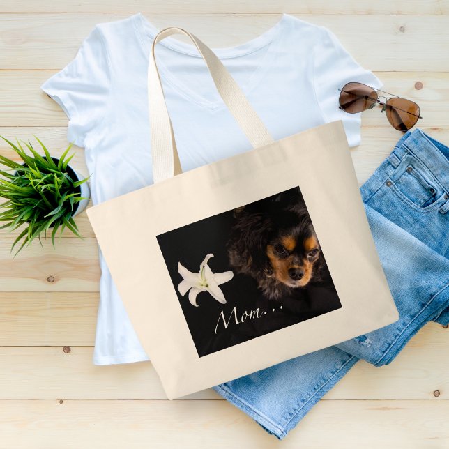 Mum…Cavalier King Charles Spaniel Large Tote Bag (Creator Uploaded)