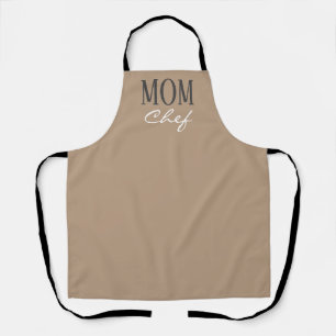 Mum Chef Modern Beige Brown White Script Kitchen Apron
