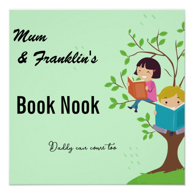 Mum & Child Book Nook. Editable names & text Poster (Front)