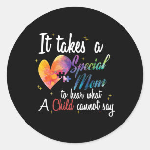 Mum Child Love Puzzle Inspirational Autism Awarene Classic Round Sticker