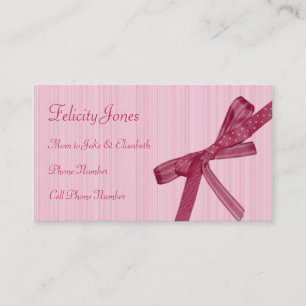 Mum & Children Business Card - Pink Ribbon
