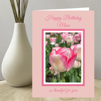 Mum Christian Birthday Pink Tulips Card