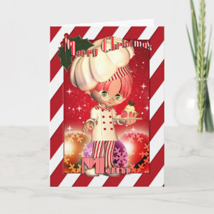 Mum Christmas Card With Cute Chef And Baubles